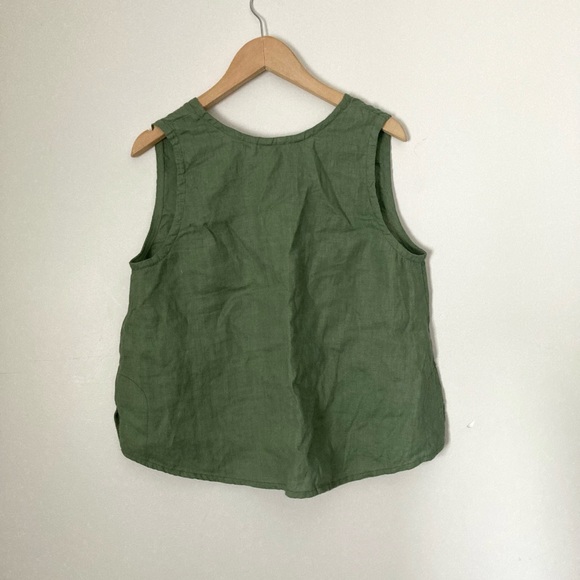 Pamut Mira Top Linen Sleeveless V Neck size XS Light Green - Picture 6 of 6